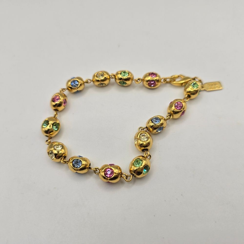 Vintage 70s Deidre Hall 7" Gemstone Bracelet